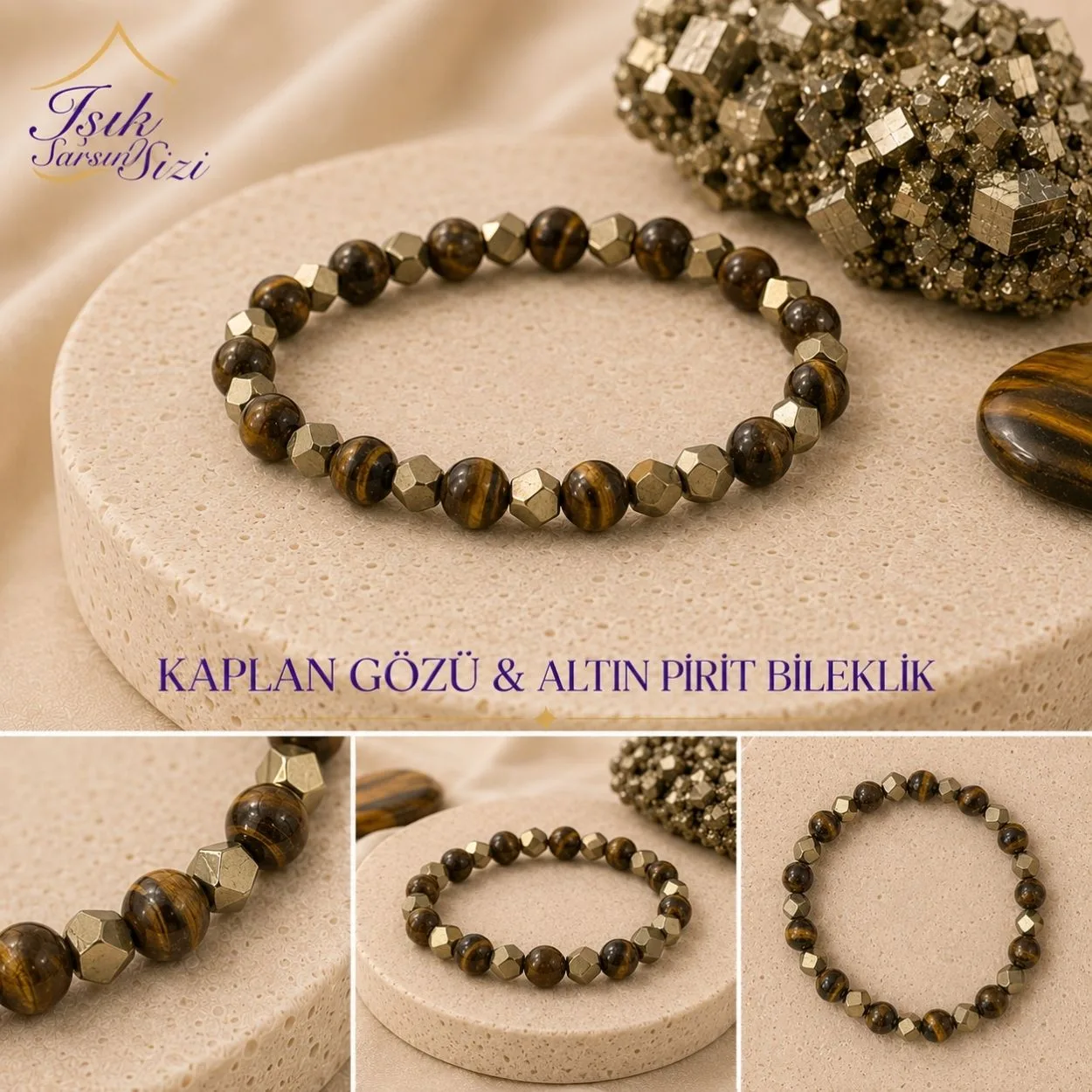 KAPLAN GÖZÜ & ALTIN PİRİT BİLEKLİK