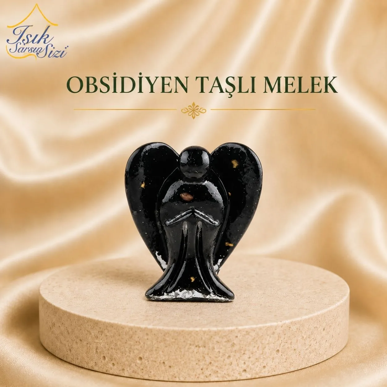 Obsidiyen Taşlı Melek – Negatif Enerjilere Karşı Gücün, Korumanın ve Ruhsal Kalkanın Sembolü