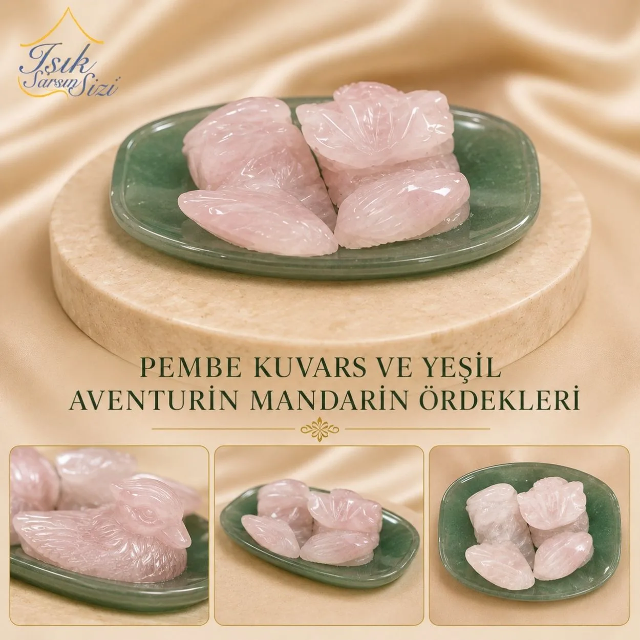 Pembe Kuvars ve Yeşil Aventurin Mandarin Ördekleri