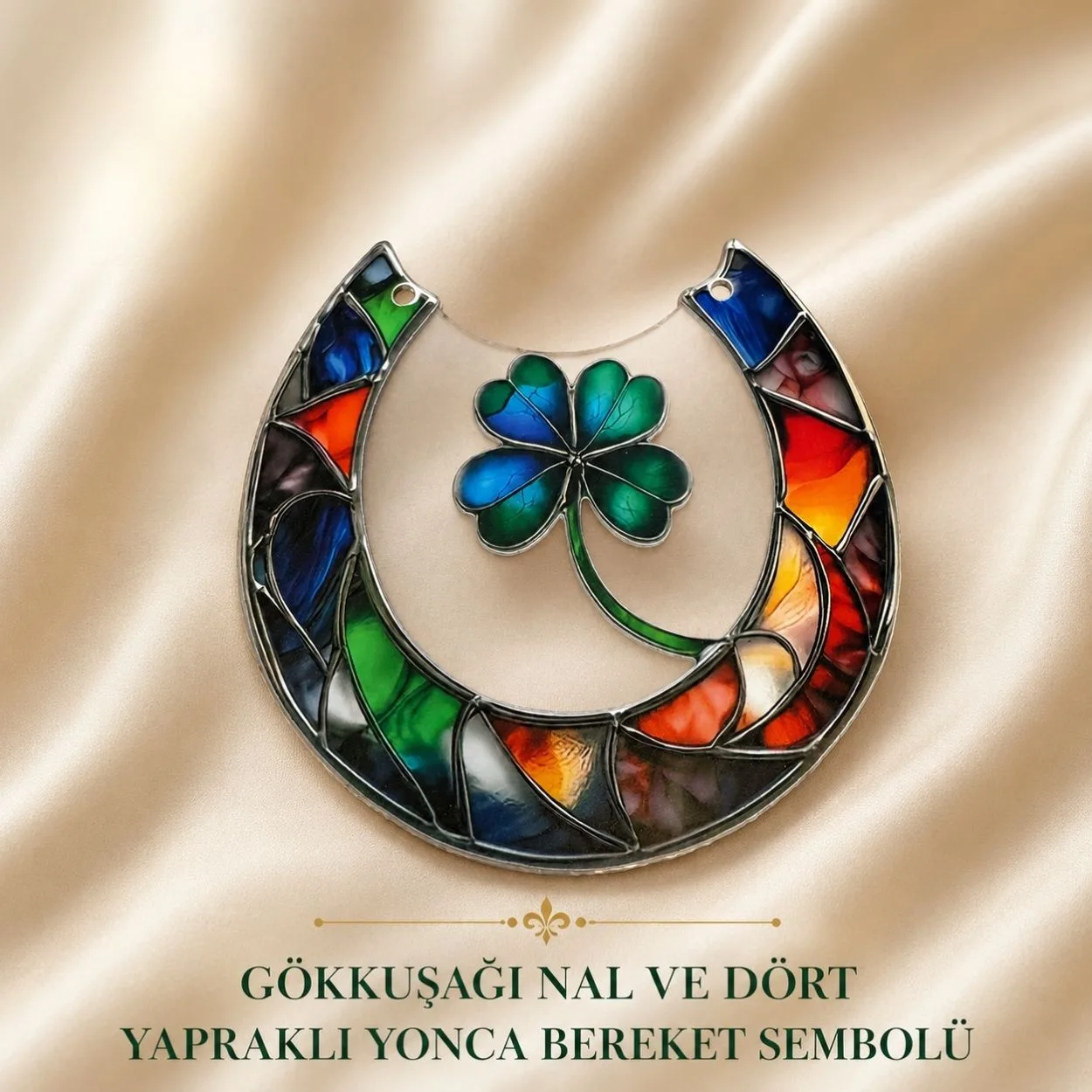 Gökkuşağı Nal ve Dört Yapraklı Yonca Bereket Sembolü